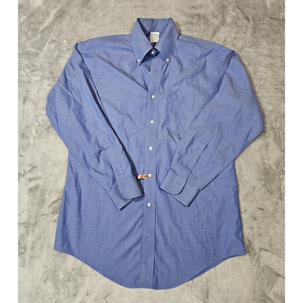 Brooks Brothers Men's Blue Dress Shirt Size 15.5-33 Slim Fit All Cotton